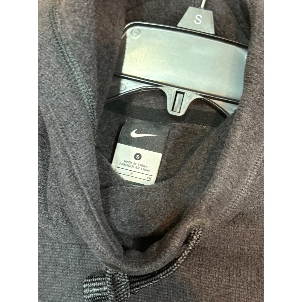 Nike Therma-FIT Womens Hoodie Small Gray Fleece Scuba‎ Neck Pullover Thumbholes